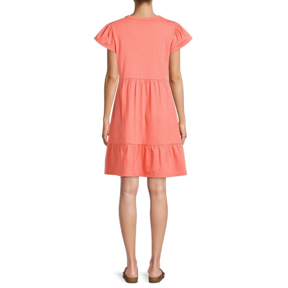 Time and Tru Flutter Sleeve Tiered Swing Dress - Picture 2 of 11